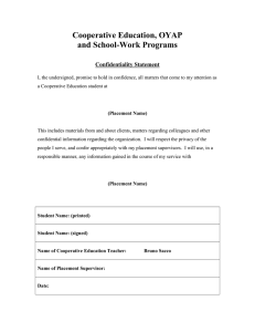 Cooperative Education, OYAP and School-Work Programs Confidentiality Statement