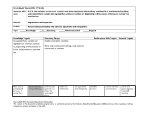 Grade Level/ Course (HS):  6 Grade Standard with