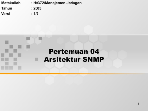Pertemuan 04 Arsitektur SNMP Matakuliah : H0372/Manajemen Jaringan