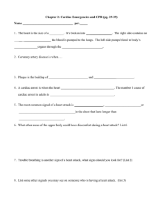 Cardiac Emergencies & CPR Worksheet