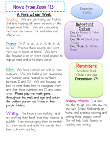 News from Room 113 A Peek at our Week Reading :