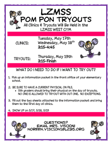 All Clinics &amp; Tryouts Will Be Held in the