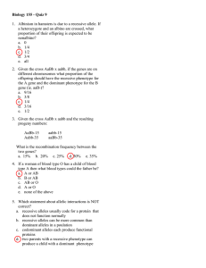 Biology 155 - Quiz 9