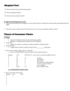 Marginal Cost  1) 2)
