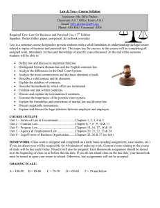 Law &amp; You – Course Syllabus Instructor: Mr. Billy Pitcher