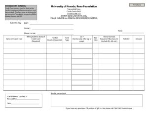University of Nevada, Reno Foundation Print Form Transmittal Form Credit Cards ONLY