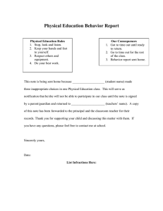 Physical Education Behavior Report - Student Conduct
