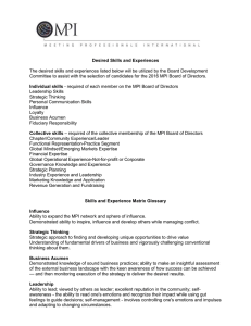 Desired Skills and Experiences