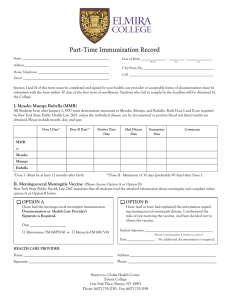 Part-Time Immunization Record