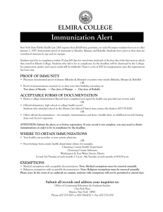 Immunization Alert elmIrA colleGe