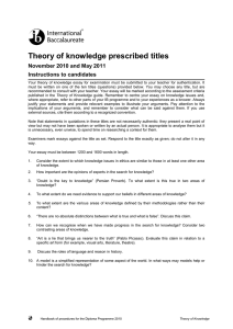 Theory of knowledge prescribed titles November 2010 and May 2011