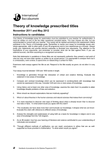 Theory of knowledge prescribed titles November 2011 and May 2012