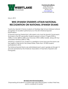 WHS SPANISH STUDENTS ATTAIN NATIONAL RECOGNITION ON NATIONAL SPANISH EXAMS Communications