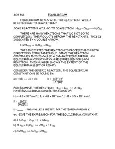 SCH 4U1 EQUILIBRIUM  EQUILIBRIUM DEALS WITH THE QUESTION:  WILL A