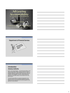 Advancing Accountability Introduction Department of Financial Services