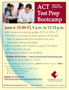 ACT Test Prep Bootcamp June 6-10 (M-F),