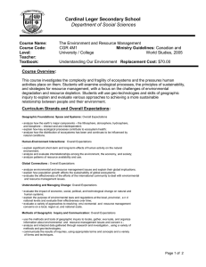 Cardinal Leger Secondary School  Department of Social Sciences Course Name: