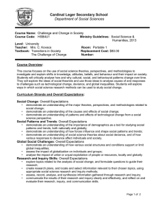 Cardinal Leger Secondary School  Department of Social Sciences Course Name: