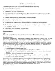 Field Study Laboratory Report  1)  A formal written laboratory report.