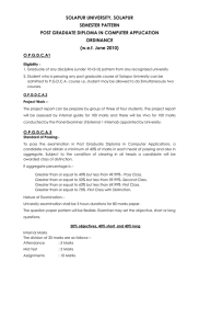 SOLAPUR UNIVERSITY, SOLAPUR SEMESTER PATTERN POST GRADUATE DIPLOMA IN COMPUTER APPLICATION ORDINANCE
