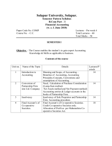B.Com Financial Accounting Syllabus - Solapur University