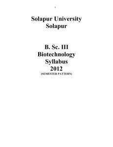 Solapur University Solapur B. Sc. III Biotechnology