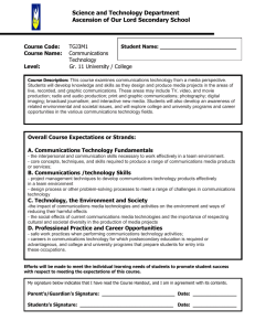 Science and Technology Department Ascension of Our Lord Secondary School Course Code: