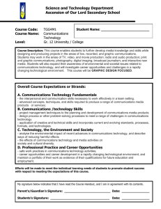Science and Technology Department Ascension of Our Lord Secondary School Course Code:
