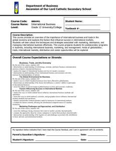 Department of Business Ascension of Our Lord Catholic Secondary School Course Code: