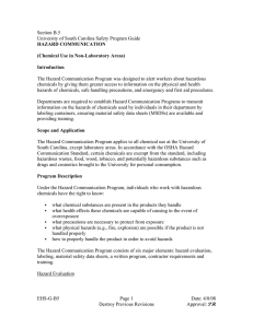 Section B.5 University of South Carolina Safety Program Guide HAZARD COMMUNICATION