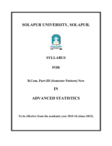 SOLAPUR UNIVERSITY, SOLAPUR. IN ADVANCED STATISTICS