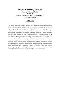 Solapur University, Solapur Semester Pattern Syllabus PREFACE BUSINESS REGULATORY FRAMEWORK