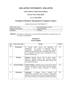 Principles of Business Management Syllabus - Solapur University