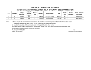 Solapur University BBA Revaluation Results - Oct/Nov 2015