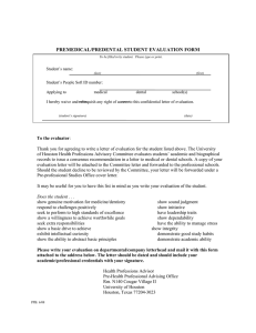 PREMEDICAL/PREDENTAL STUDENT EVALUATION FORM