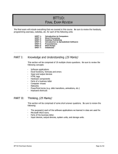 BTT1O Final Exam Review: Computers & Software