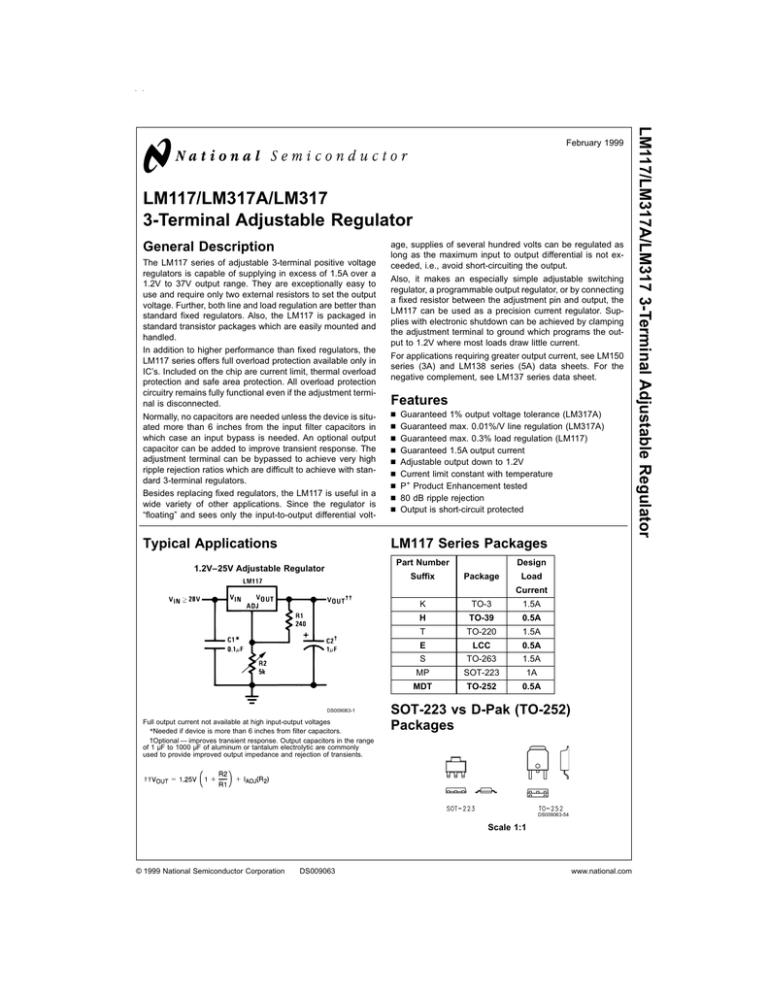 LM117/LM317A/LM317 3-Terminal Adjustable Regulator General Description