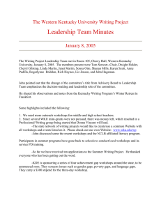 Leadership Team Minutes The Western Kentucky University Writing Project January 8, 2005