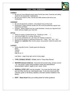ESSAY: FINAL REMINDERS  FORMAT