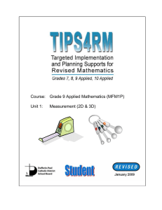 Grade 9 Math: Measurement (2D & 3D) Unit