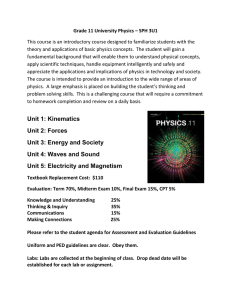 Grade 11 University Physics – SPH 3U1