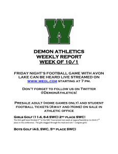 DEMON ATHLETICS WEEKLY REPORT WEEK OF 10/1