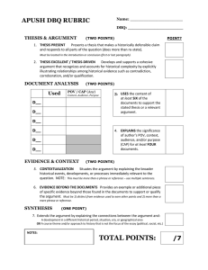 APUSH DBQ Rubric: Essay Grading Criteria