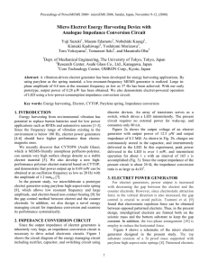 Micro Electret Energy Harvesting Device with Analogue Impedance Conversion Circuit