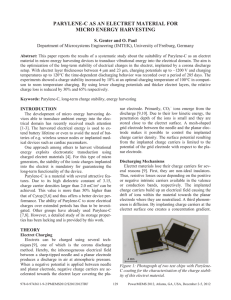 PARYLENE-C AS AN ELECTRET MATERIAL FOR MICRO ENERGY HARVESTING