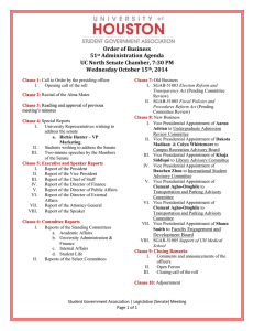 Order of Business 51 Administration Agenda UC North Senate Chamber, 7:30 PM