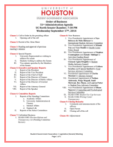 Order of Business 51 Administration Agenda UC North Senate Chamber, 7:30 PM