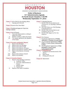 Order of Business 51 Administration Agenda UC North Senate Chamber, 7:30 PM