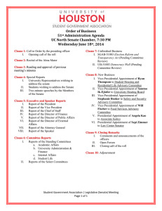 Order of Business 51 Administration Agenda UC North Senate Chamber, 7:30 PM