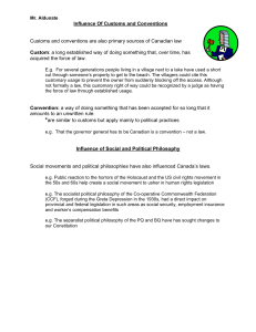 Canadian Law: Customs, Conventions, & Social Influence